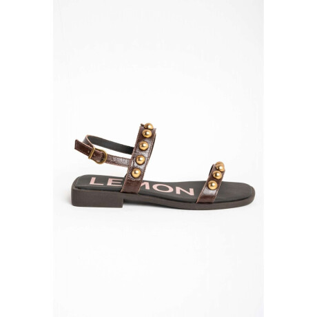 Sandalias De Cuero Con Tachas Chocolate