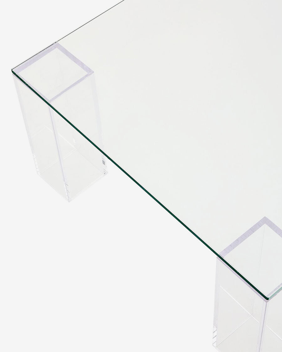 Mesa de centro Adularia de cristal templado transparente 140 x 60 cm