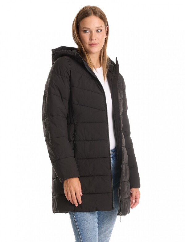 Campera Puffer Capucha NEGRO