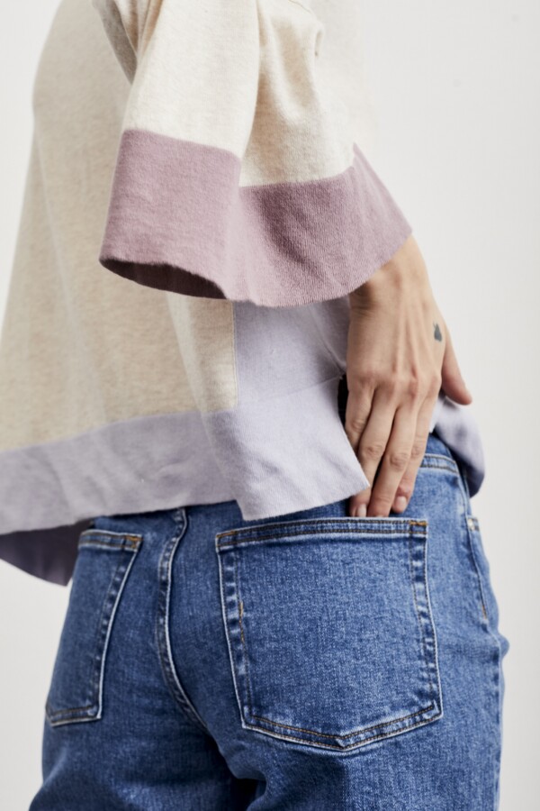 Sweater Manga Volados Beige Melange