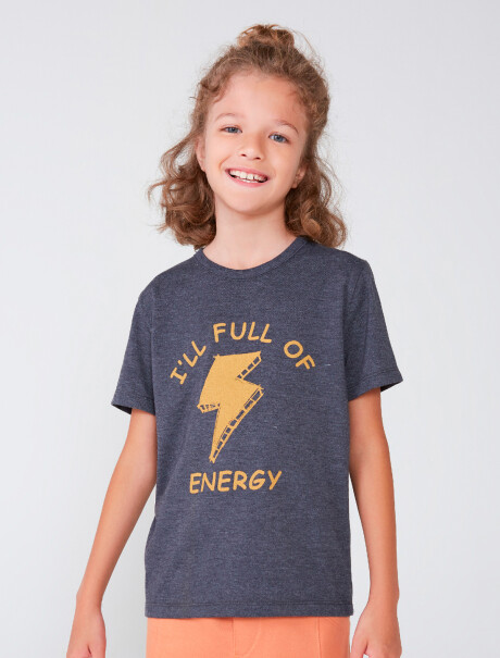 CAMISETA DE NIÑO MANGA CORTA ESTAMPADA GRIS OSCURO