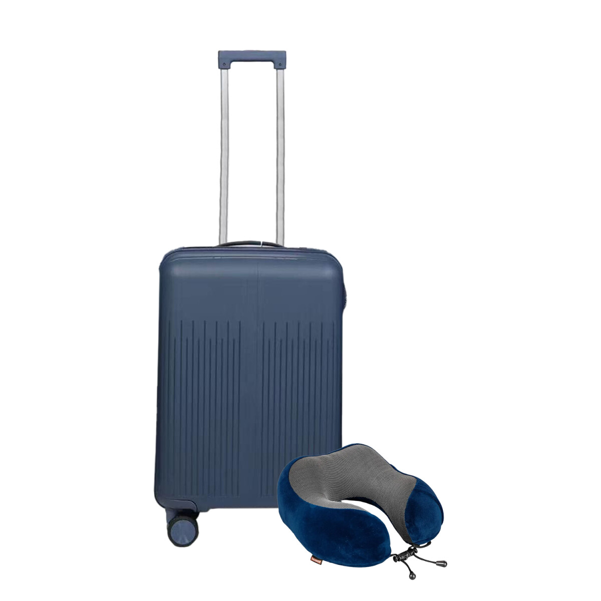 Set Valija Carry On Rígida + Almohadón Cervical Memoria Azul - Azul 