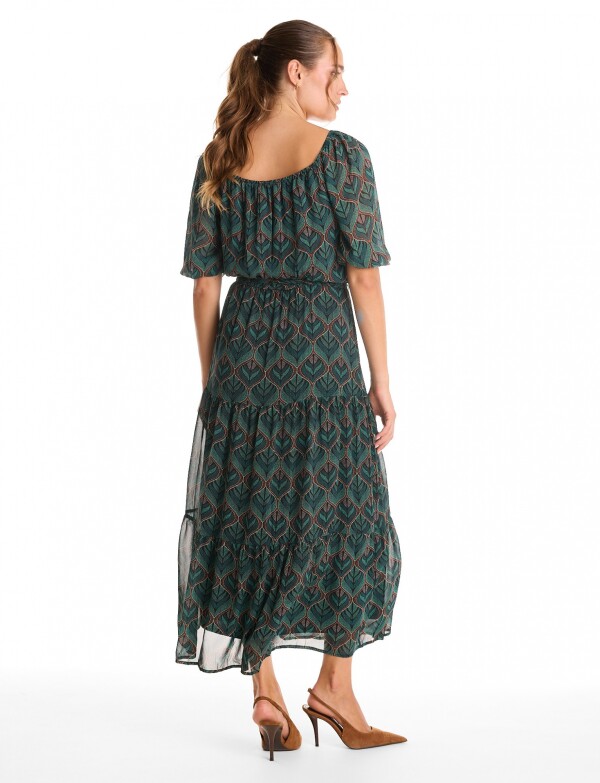 Vestido Gasa & Volados VERDE/MULTI