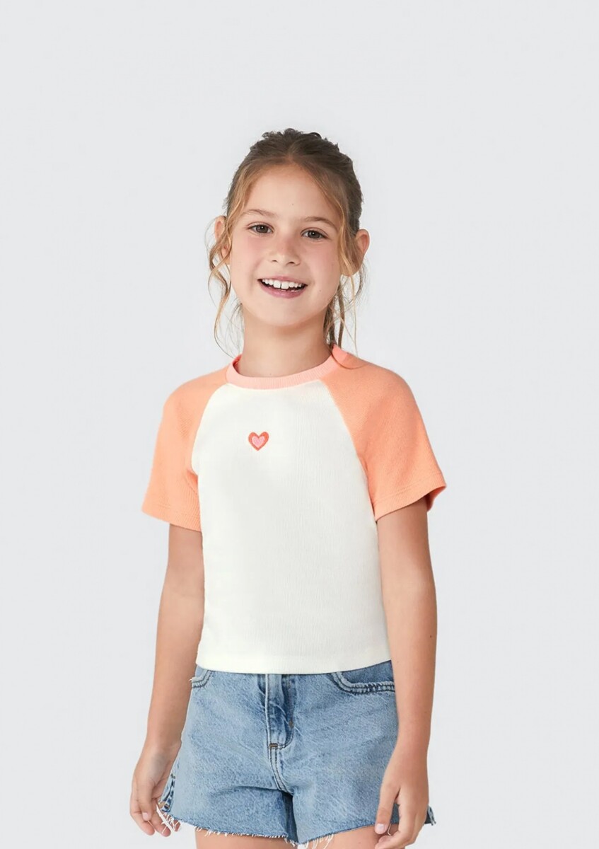 BLUSA INFANTIL EN TELA ACANALADA - NARANJA 