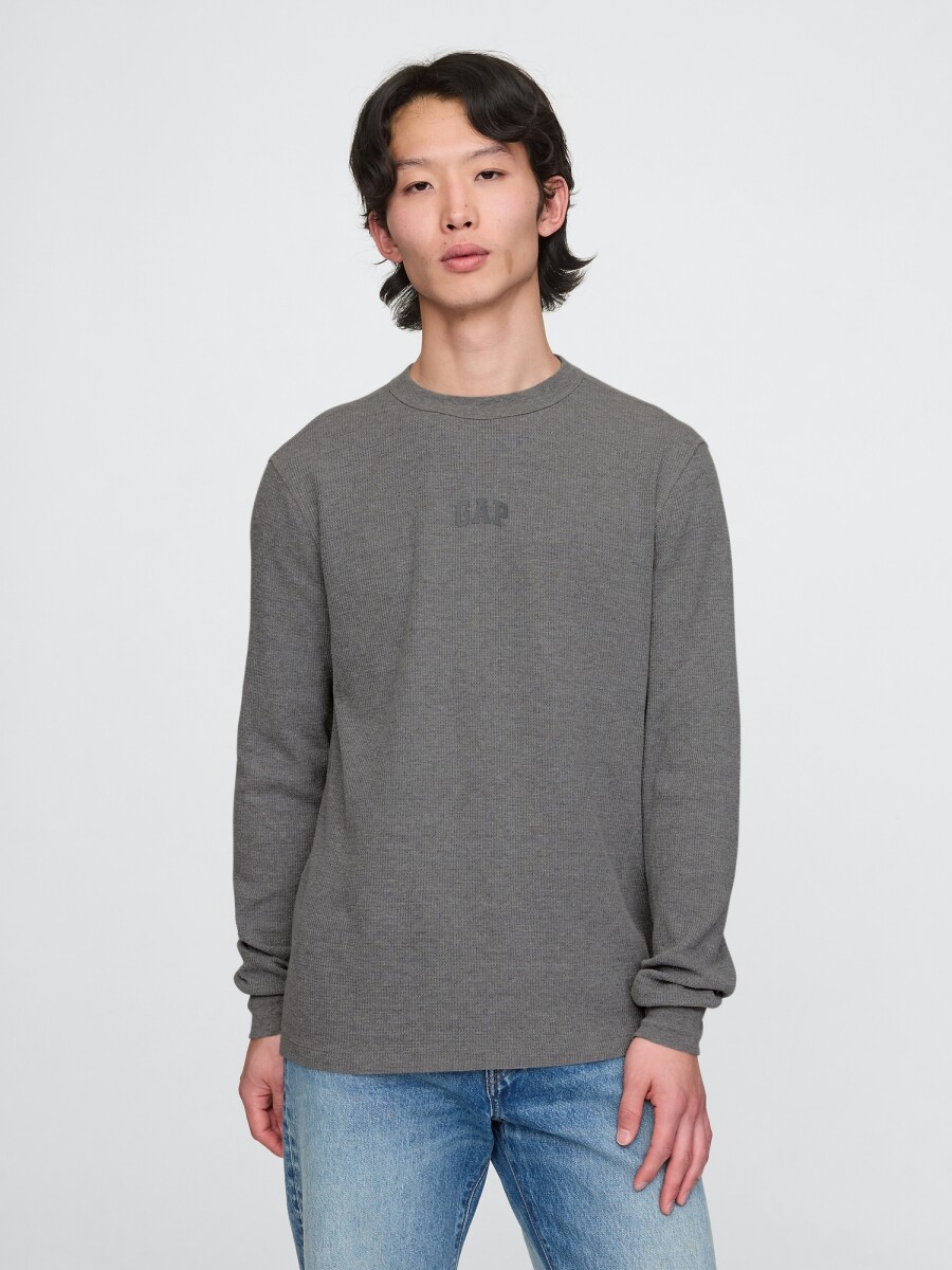 Remera Logo Gap Manga Larga - Heather Grey 