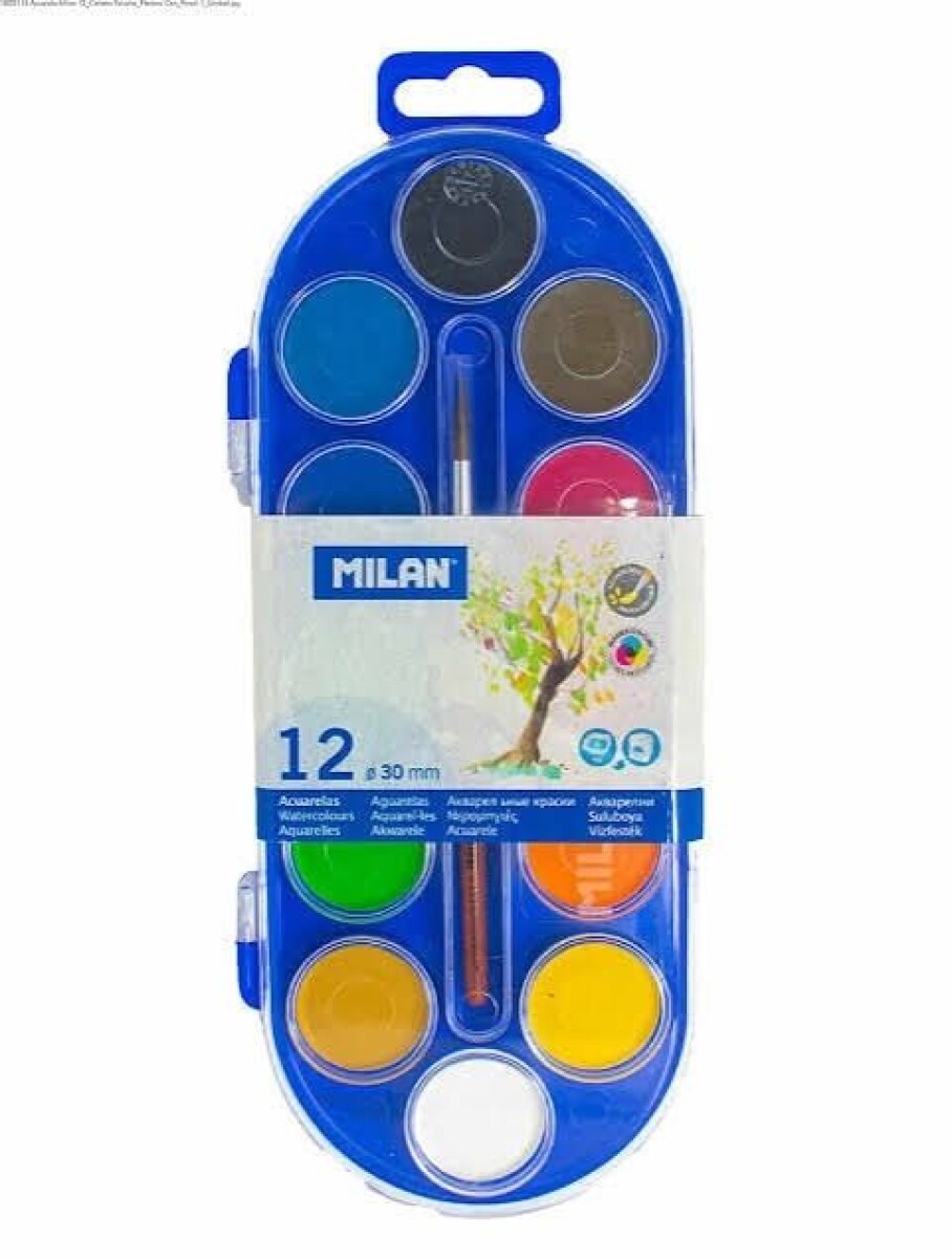 PINTURA ACUARELA MILAN X 12 MODELO 80011 Y PINCEL 