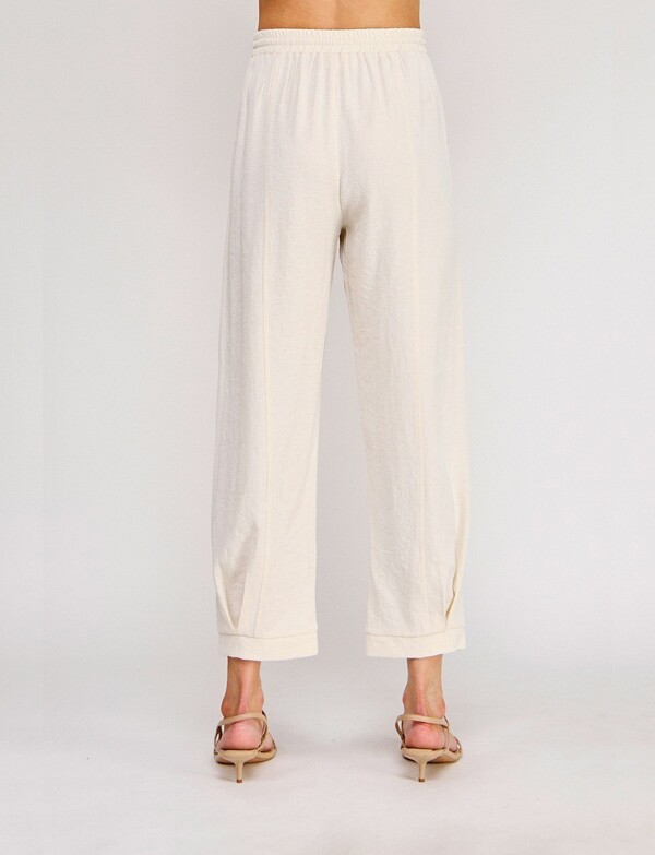 Pantalon Lino Pretina Elastizada BEIGE CLARO