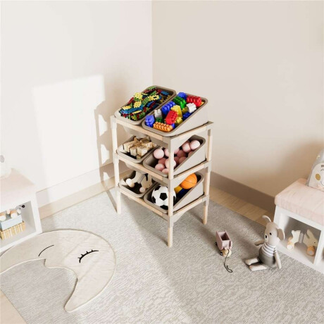 Estanteria 6 Contenerdores 90X55X39Cms Madera Y Pp