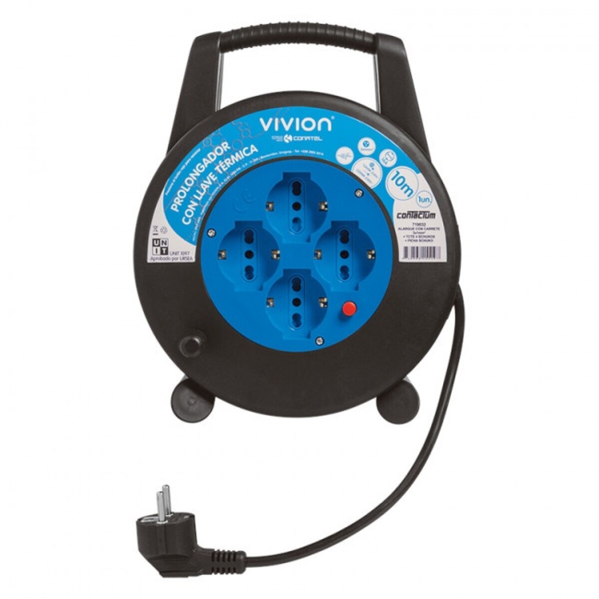 Alargue ENROLLADOR 4xSchuko+3xL Term Ficha Schuko 10m VIVION - 5531 
