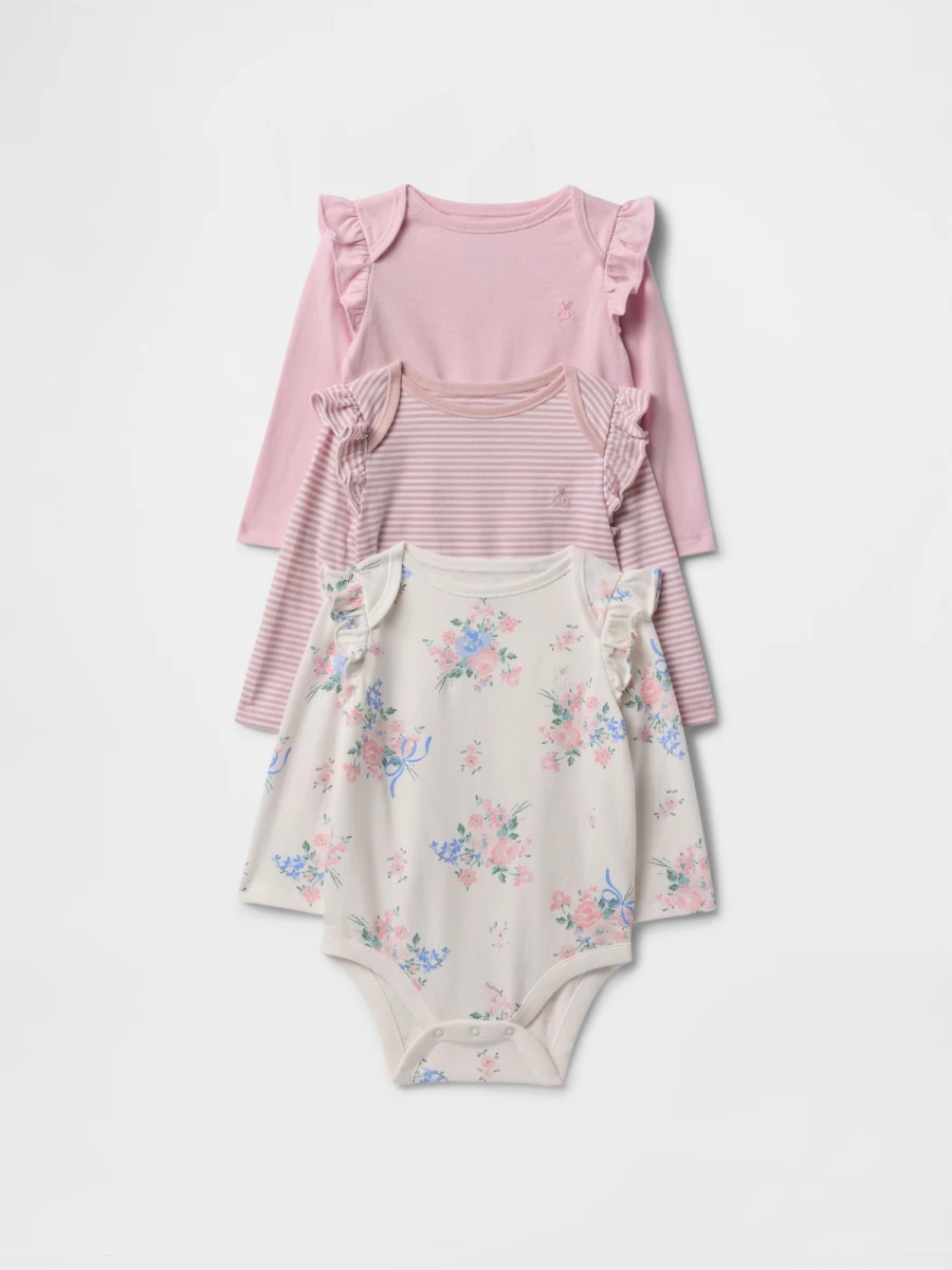 Bodies Pack X3 Manga Larga Bebe - Rose Mist 