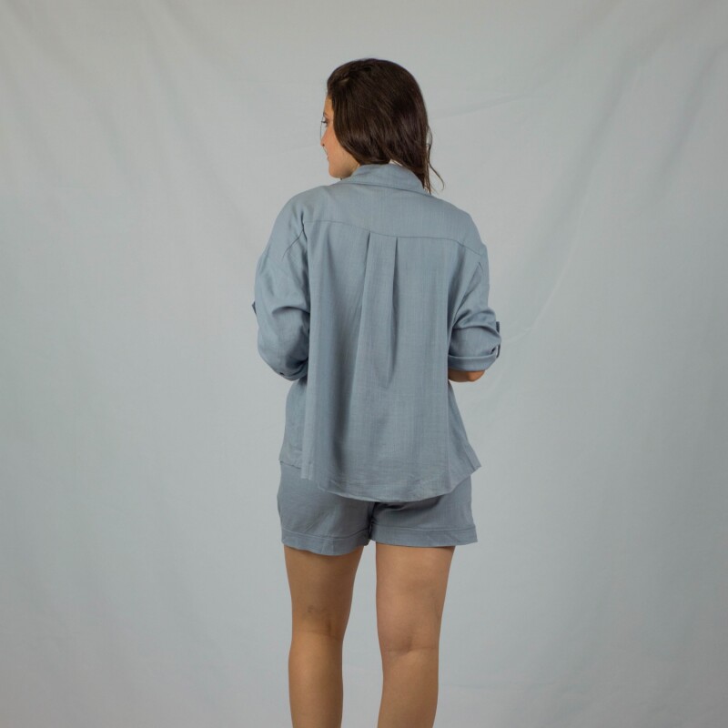 Camisa Dama 3/4 Lino Blue