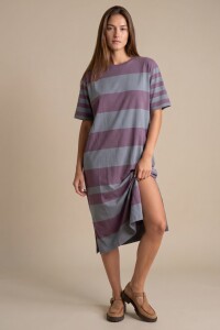 Vestido Tejido A Rayas Lavanda