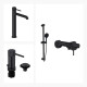 JUEGO DE GRIFERIA INCLUYE LAVATORIO ALTO,BIDET Y DUCHA EXT NEGRO