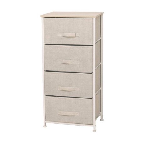 Mueble organizador cómoda 4 cestos en tela beige Selecta Mueble organizador cómoda 4 cestos en tela beige Selecta