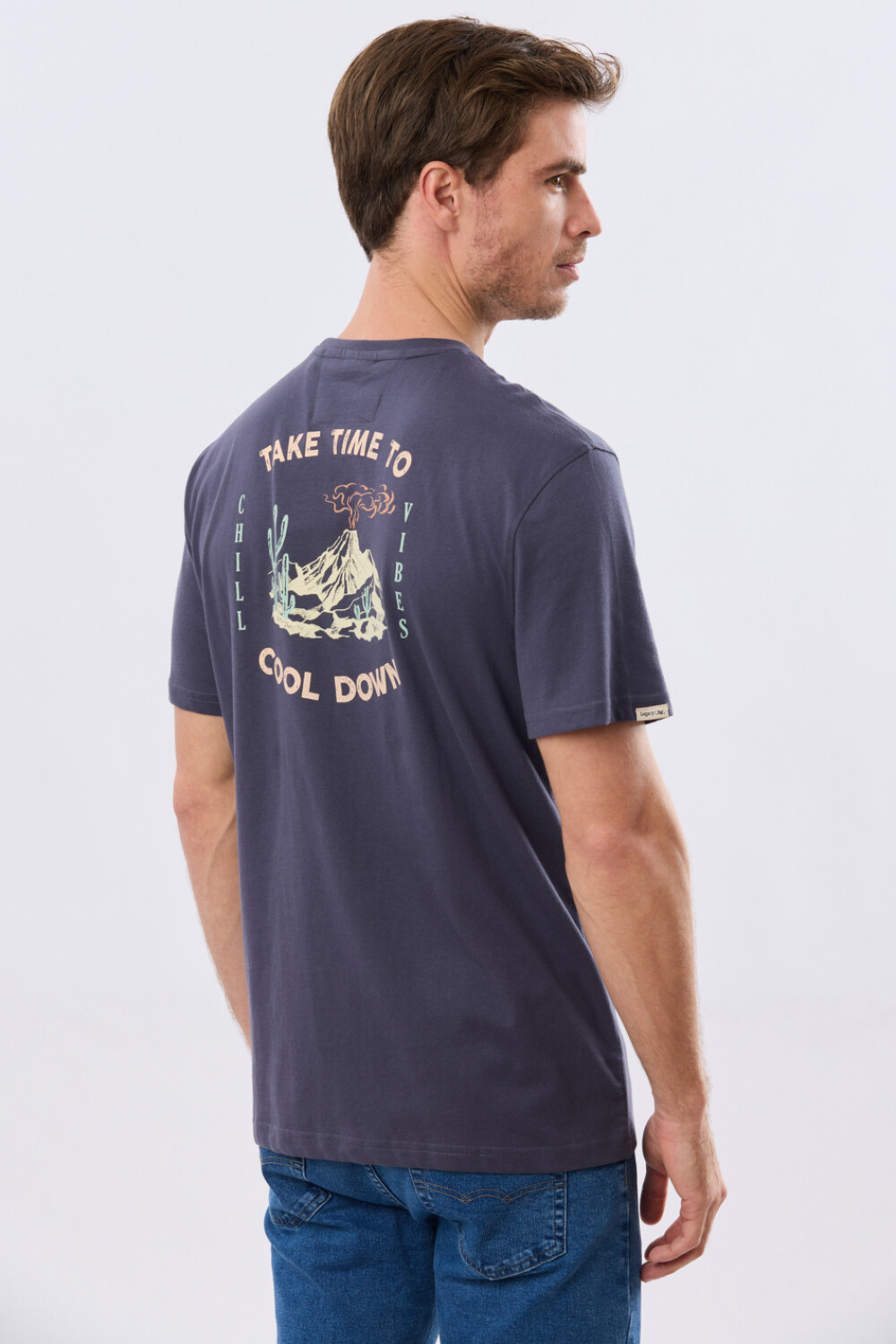 REMERA ESTAMPADA DE ALGODÓN Azul