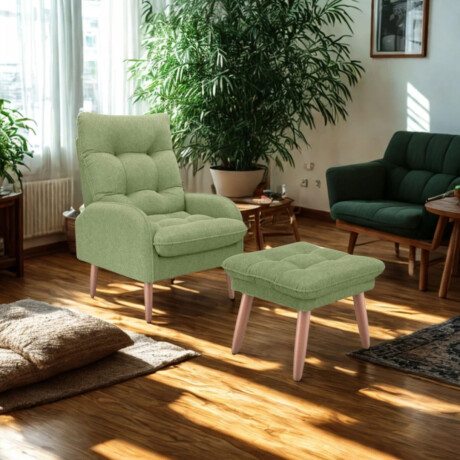 Combo Rustico Poltrona + Puff Nantes Verde