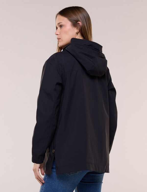 Gabardina Con Capucha Impermeable NEGRO