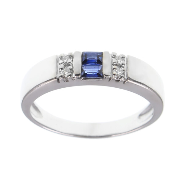 Anillo Luciana en oro blanco 18k con brillantes y zafiros Anillo Luciana en oro blanco 18k con brillantes y zafiros