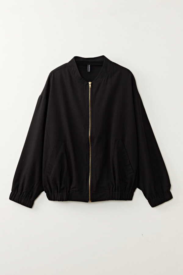 Bomber con lino Negro