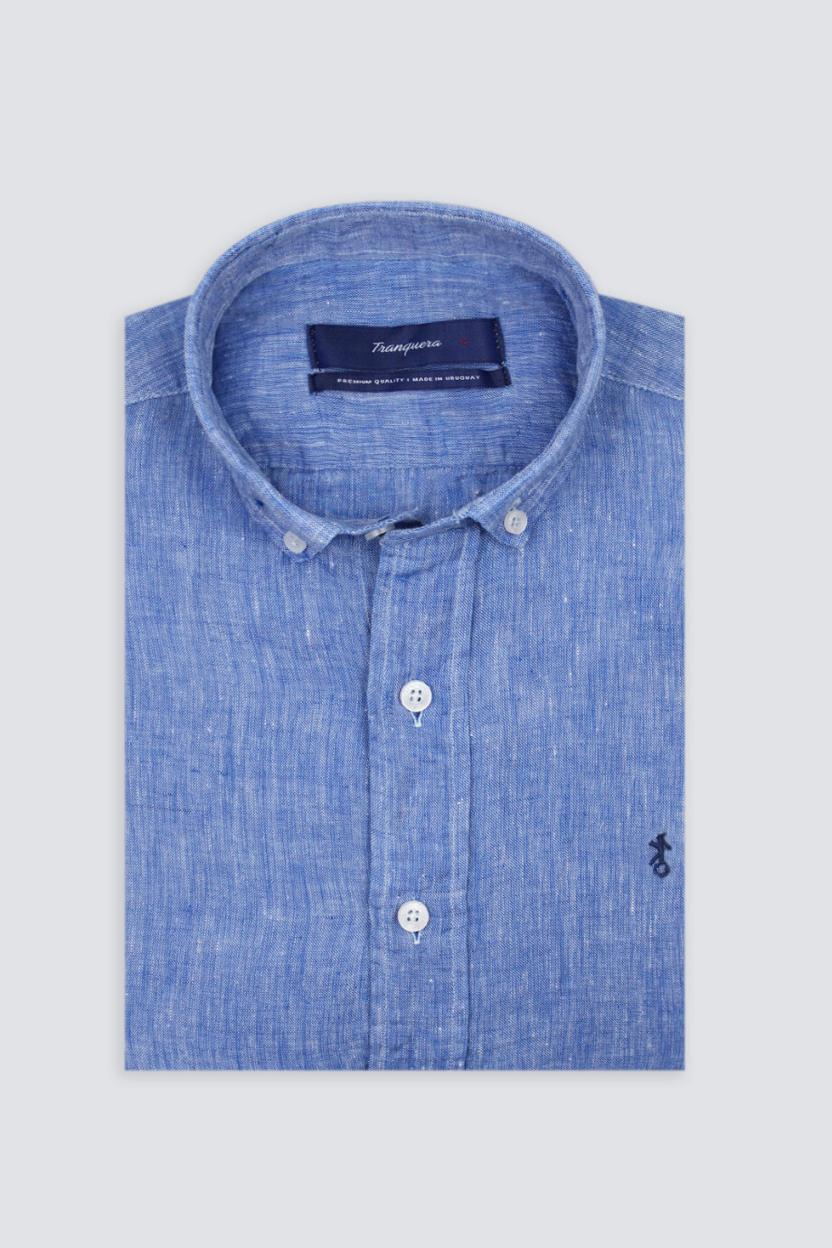 Camisa de Lino Celeste Oscuro