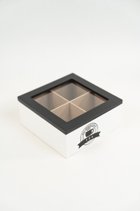 Caja Para Té Lyra, 4 Separaciones. Negro