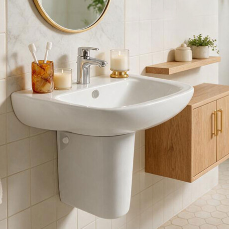 PEDESTAL BAÑO LOZA SANITARIA SERIE MALAWI BLANCO BRILLO 000