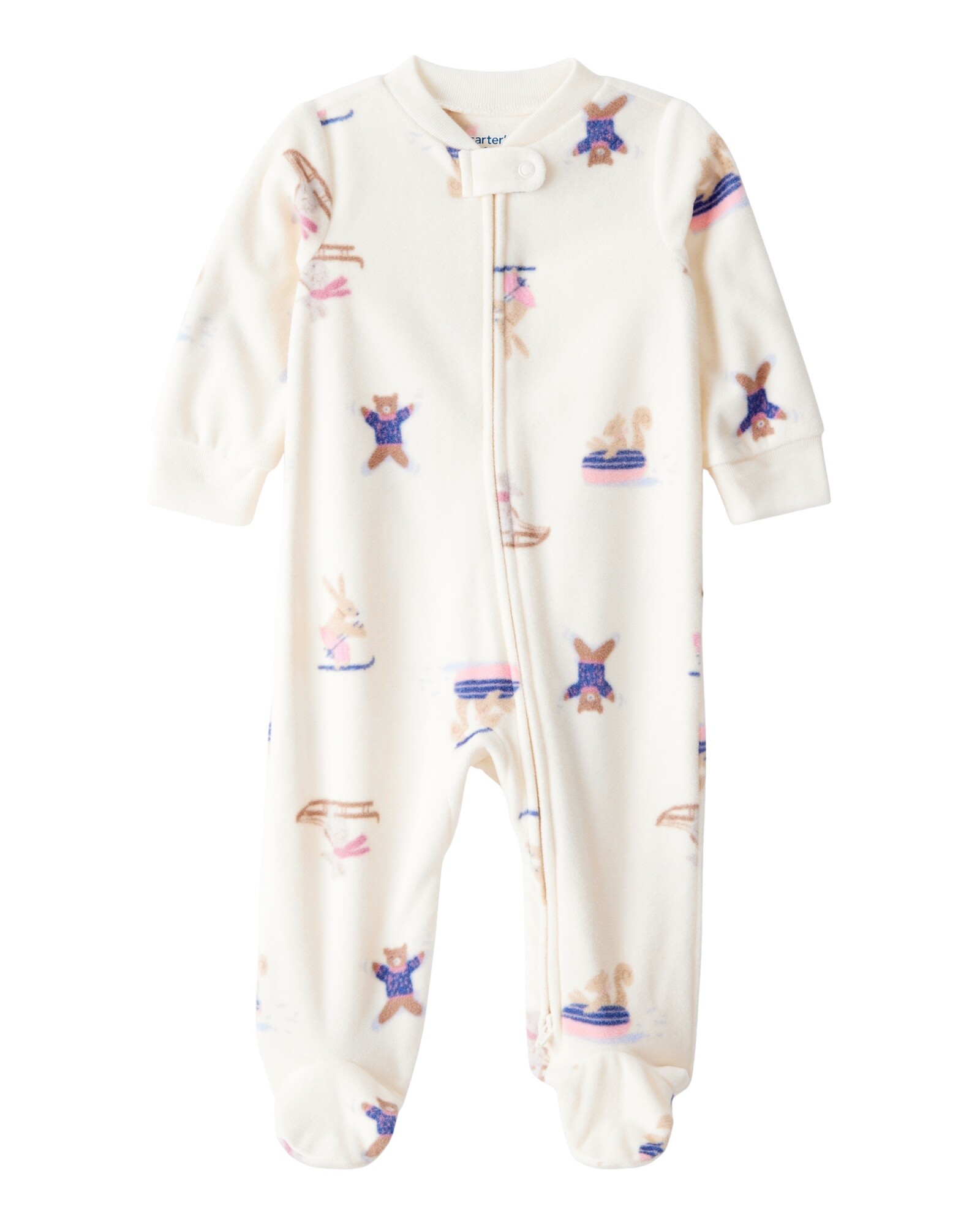 Pijama una pieza de micropolar, con pie, diseño esquí Sin color