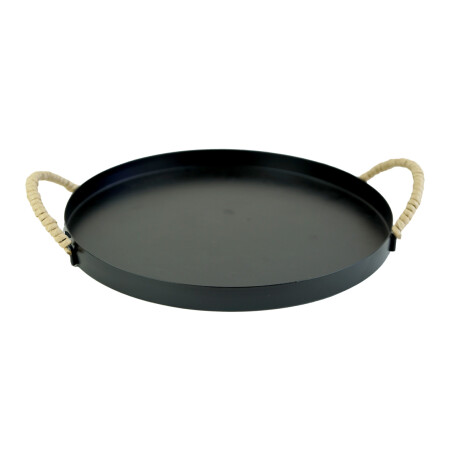 BANDEJA METAL NEGRA 27CM DIAM 1.8CM ASAS FORRADAS BANDEJA METAL NEGRA 27CM DIAM 1.8CM ASAS FORRADAS