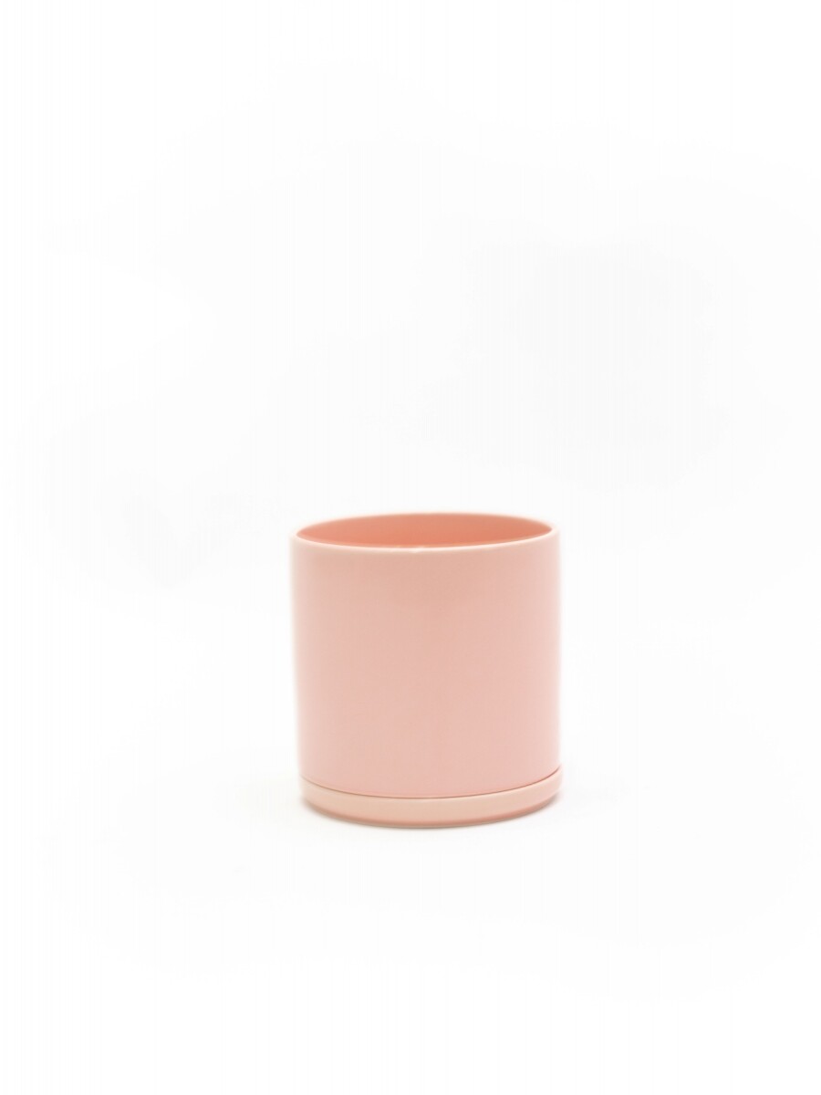 MACETA CERÁMICA XS CON PLATO ROSA