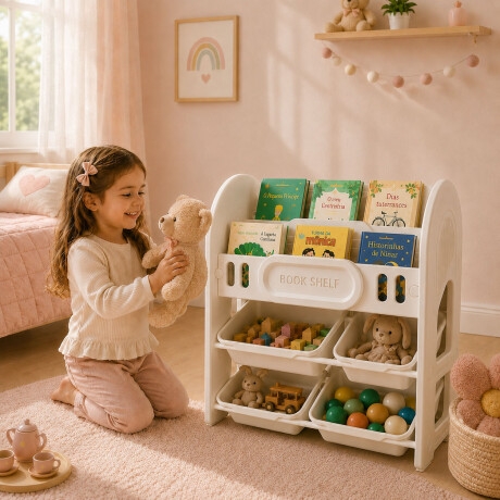 Organizador Infantil Para Juguetes Libros 4 Cajas Blanco