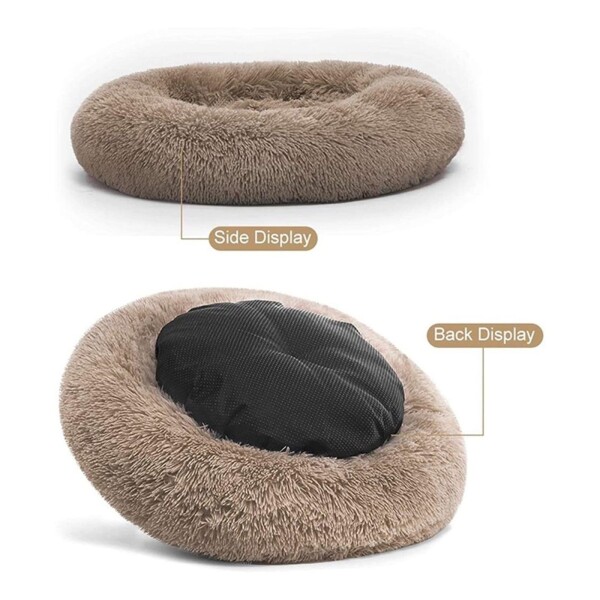 Cucha Cama Colchon Puff Plush Mascota Antiestress 60cm Color Variante MARRONCLARO
