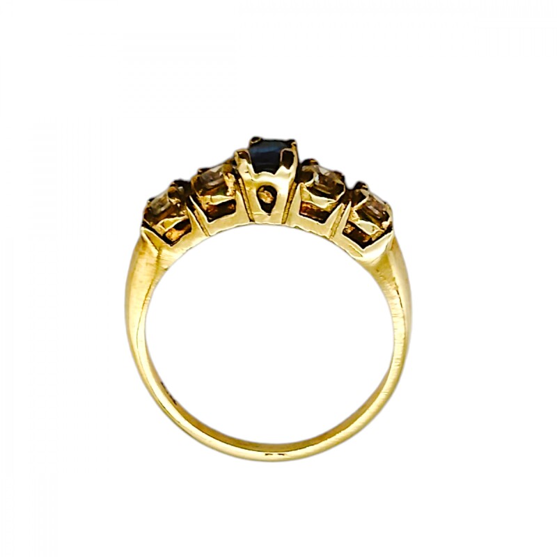 Anillo Vera-Oro Bajo-Piedra Zafiro y Zirconia-AN8131 conpiedra