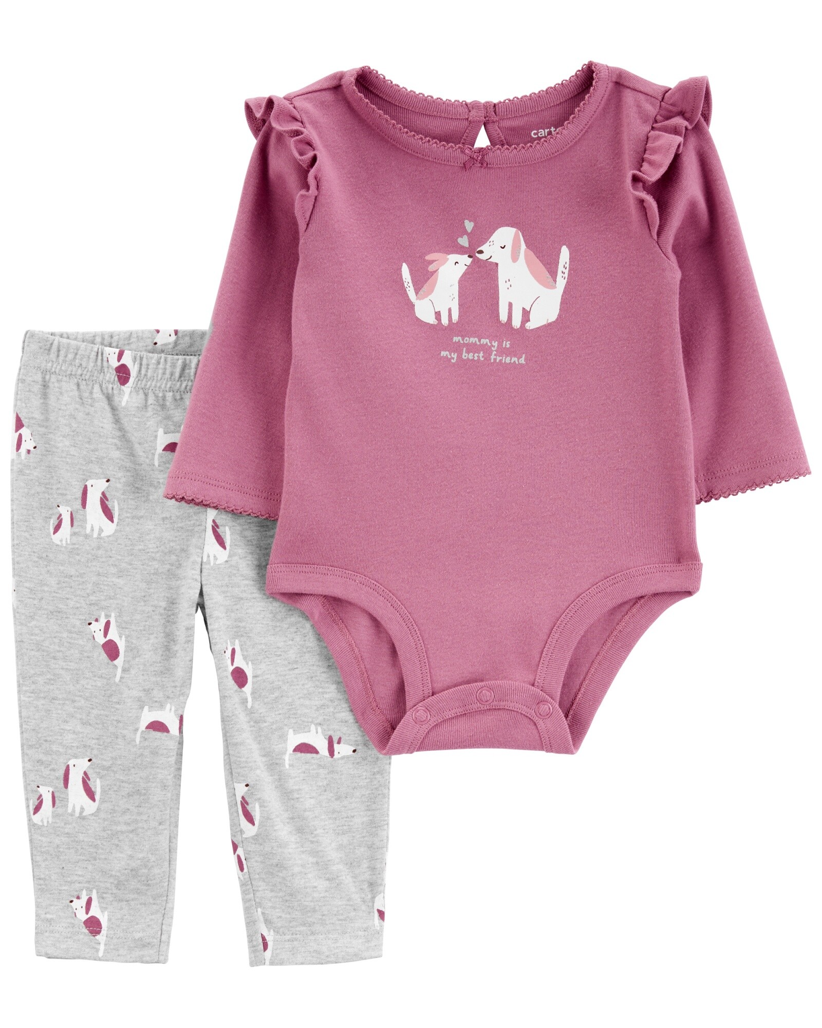 Set dos piezas de algodón, pantalón y body, diseño perros Sin color