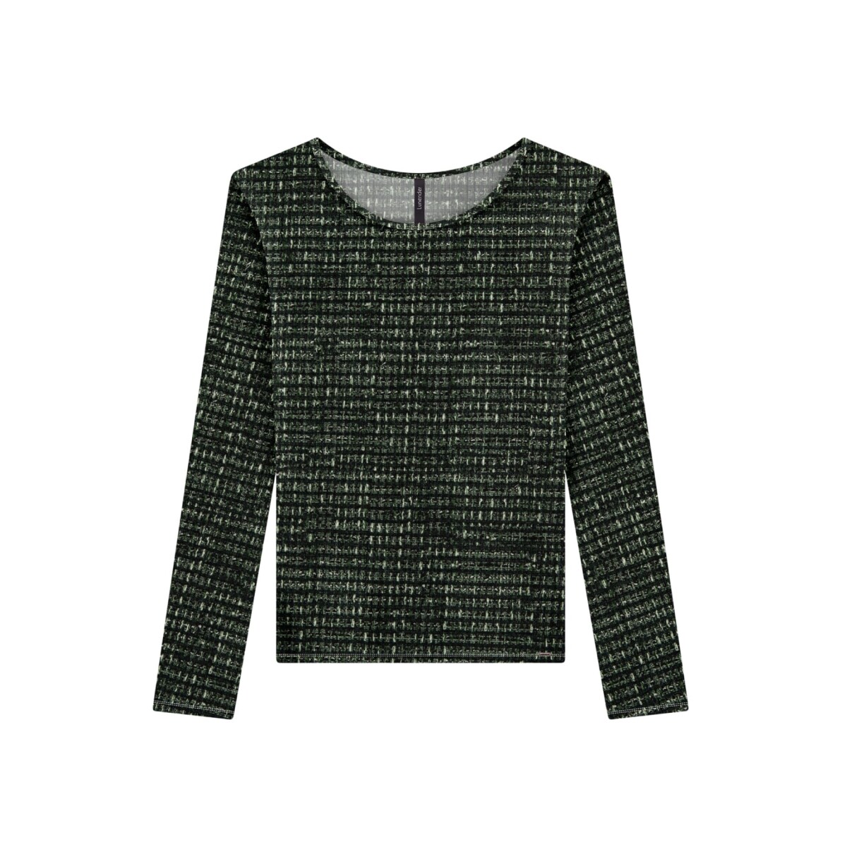 Remera Manga Larga Acanalada Estampada - Verde 