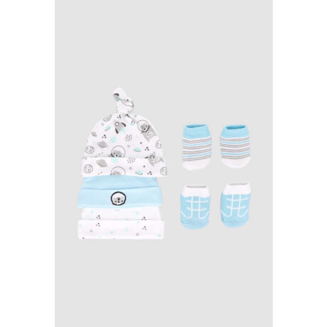 Set gorritos con medias Celeste