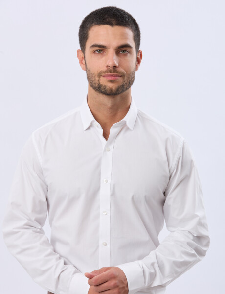 CAMISA LISA DE VESTIR ENTALLADA Blanco