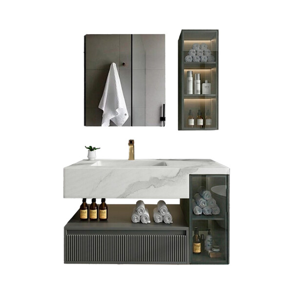 CONJUNTO DE BAÑO HABITARE MODELO JD2030-80 / MUEBLE + BACHA + ESPEJO C/ LUZ LED 550*700/200*700 Conjunto De Baño Habitare Modelo Jd2030-80 / Mueble + Bacha + Espejo C/ Luz Led 550*700/200*700