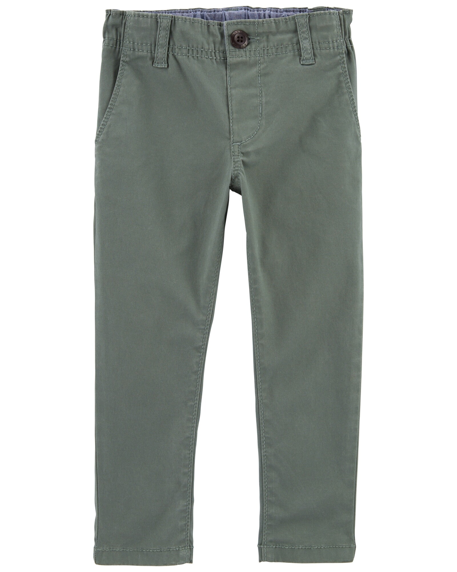 Pantalón de algodón, ajustado, verde Sin color