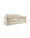 Sofá cama Tanit blanco y patas de madera maciza de haya con acabado natural 210 cm