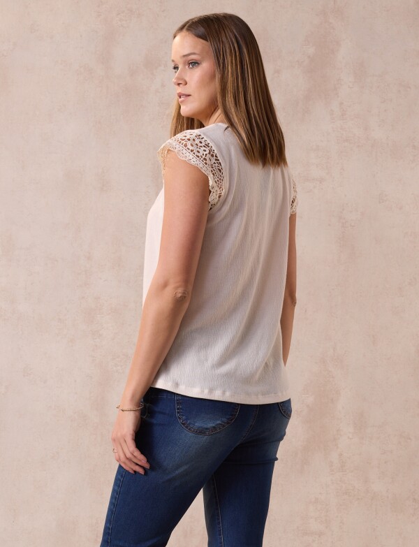 Blusa Manga Crochet BEIGE