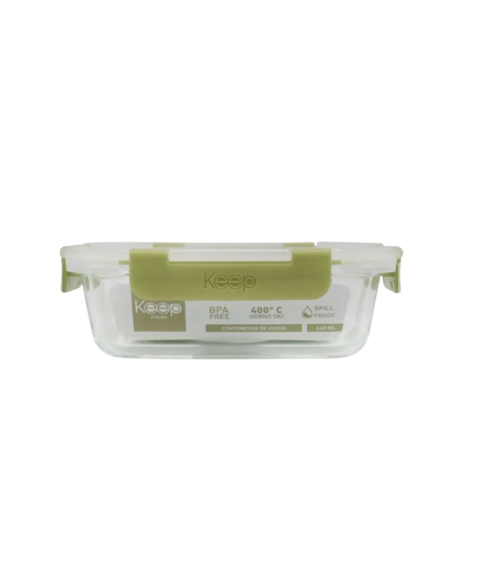 HERMETICO RECTANGULAR 640ML GLASS KEEP - Verde 
