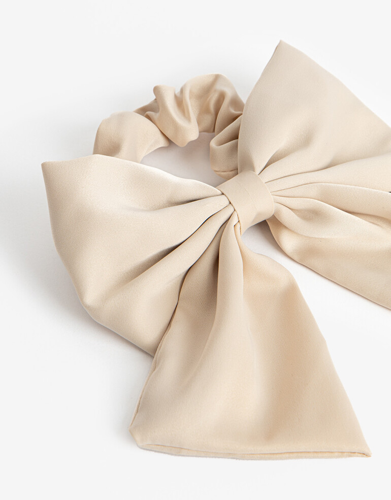 Skunzies Moño Scrunchie Con Moño - Blanco Crema