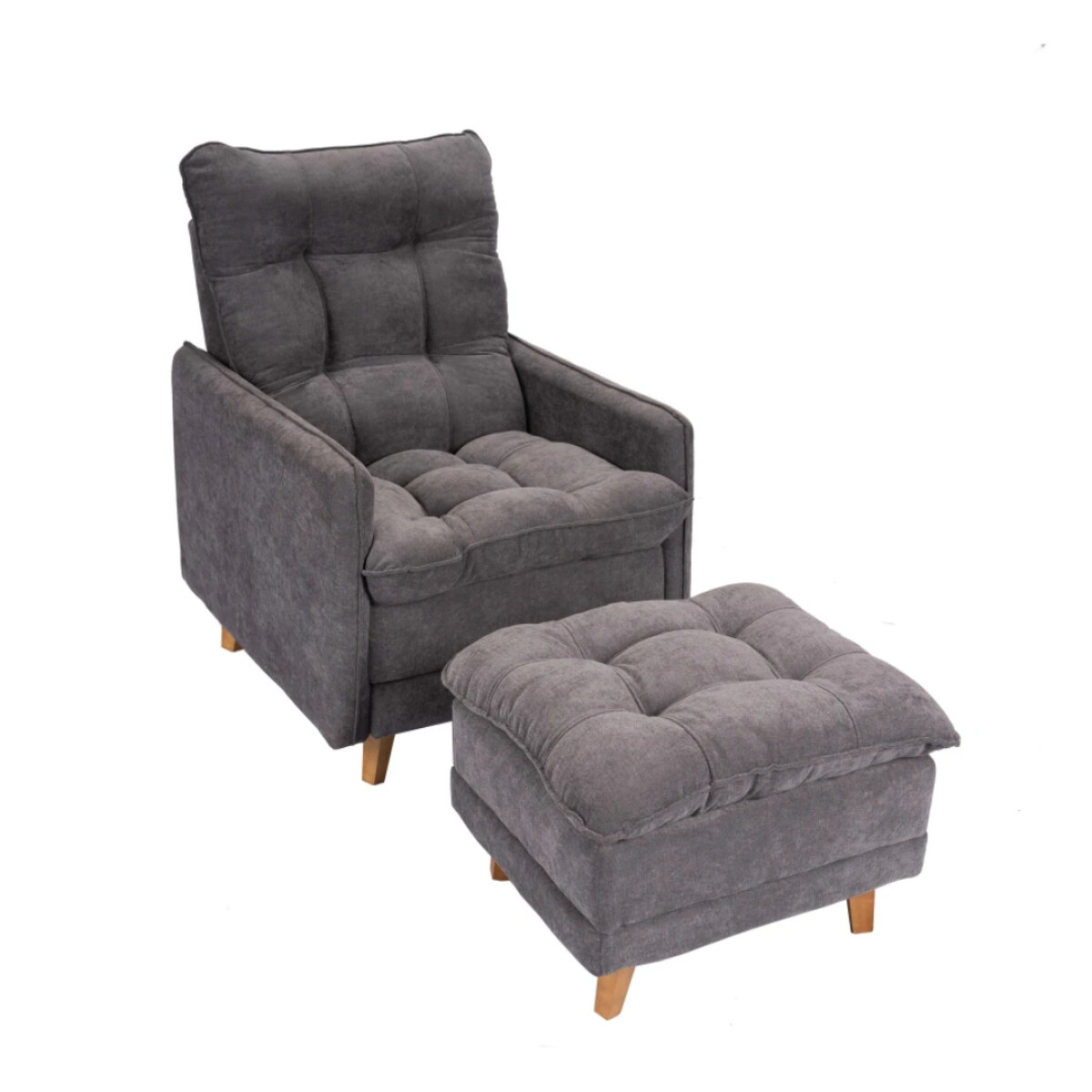 Combo Rustico Poltrona Reclinable + Puff Montreal - Gris 