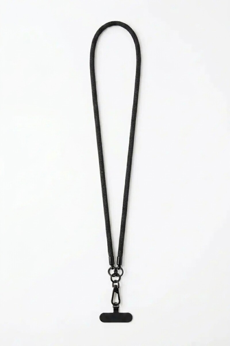 Cordón para celular con gancho metálico negro