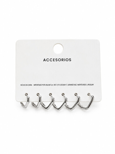 CARAVANAS ATENEA SET 3 PARES PLATEADO