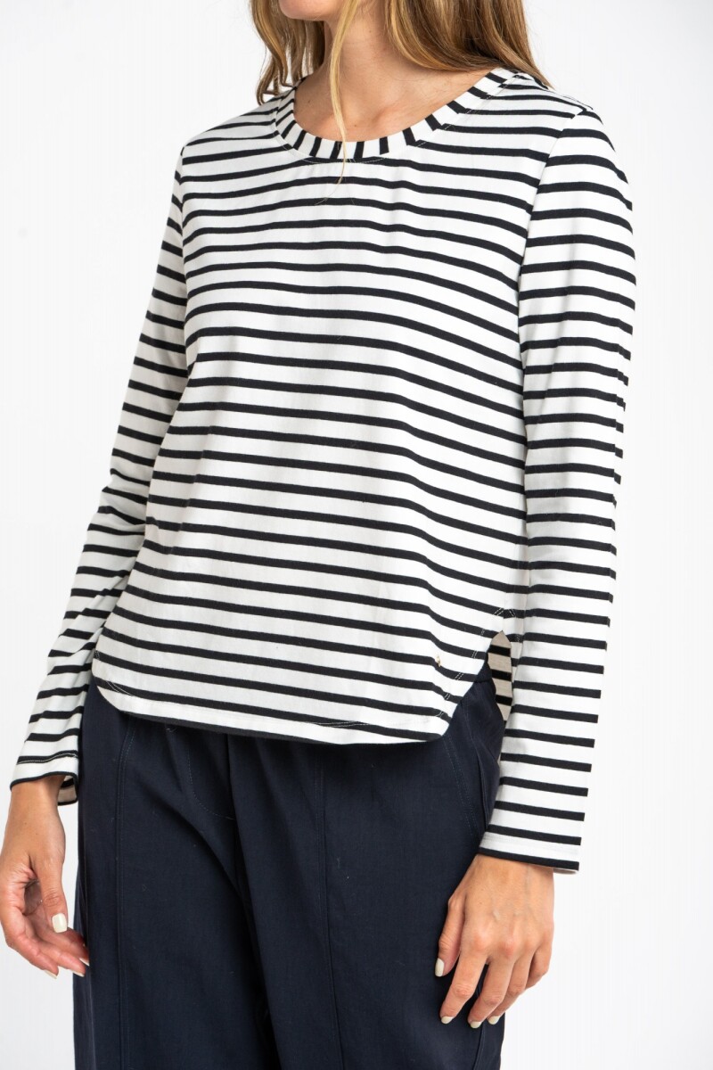 Remera Rayada Algodón Elastano Nácar