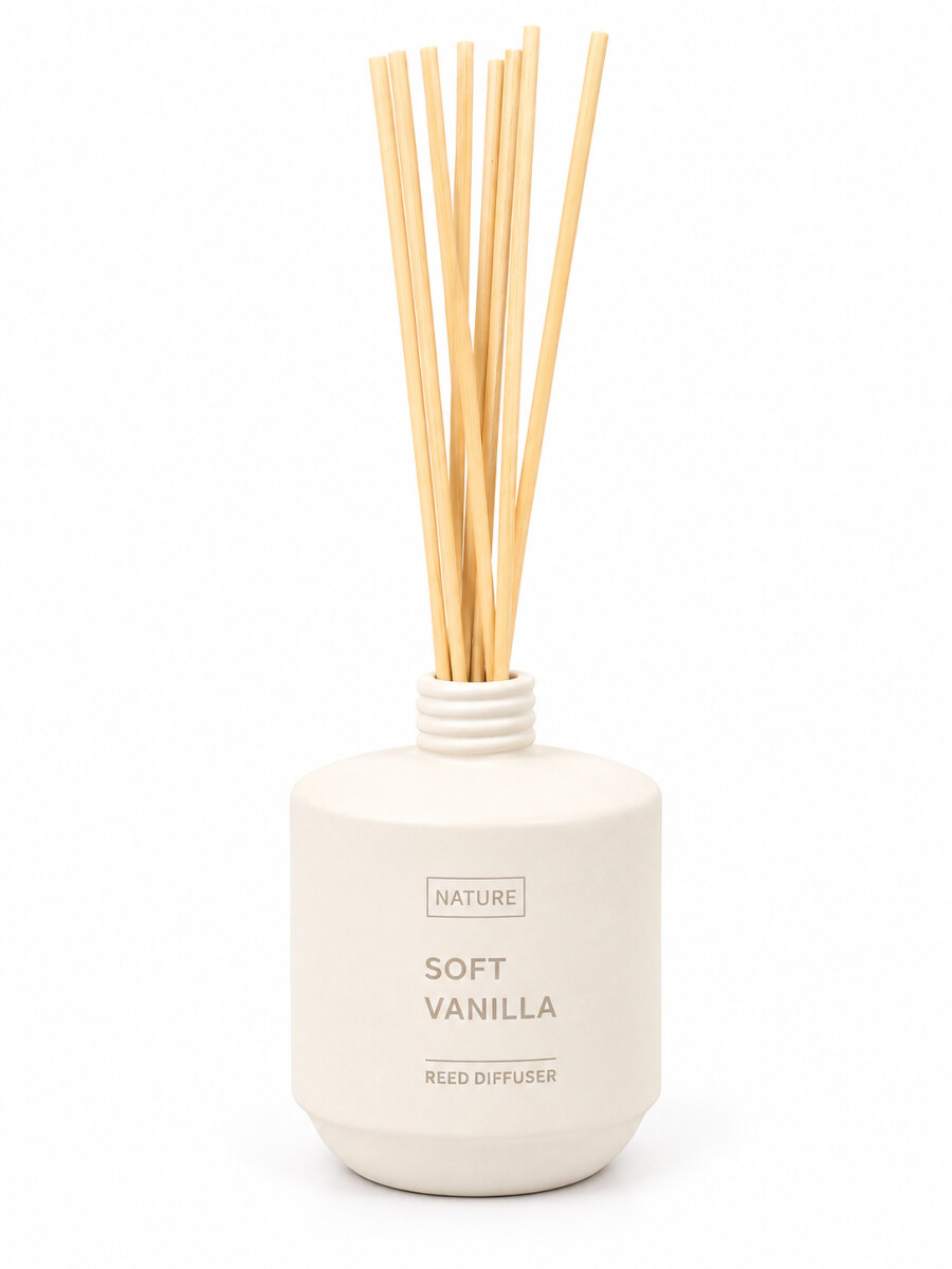 DIFUSOR CERAM CON VARILLAS 100ML VAINILLA - AZUL CLARO (V) 