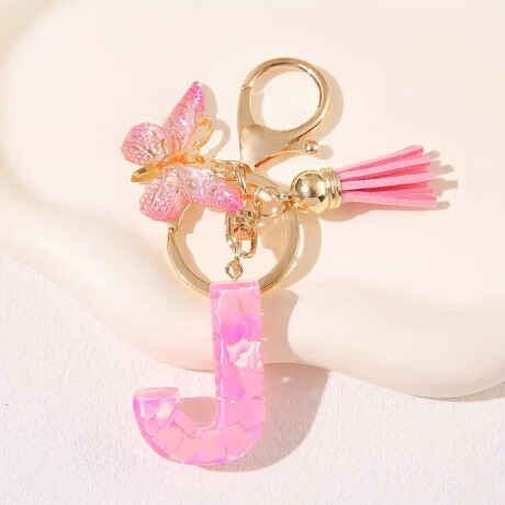 Llavero de letras J rosa