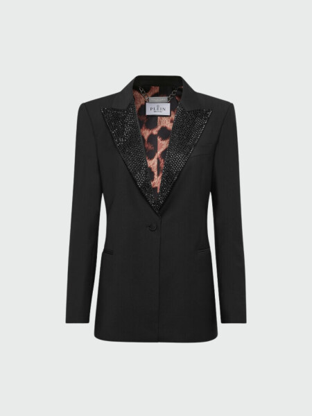 PHILIPP PLEIN - blazer negro lana con calavera en strass Negro