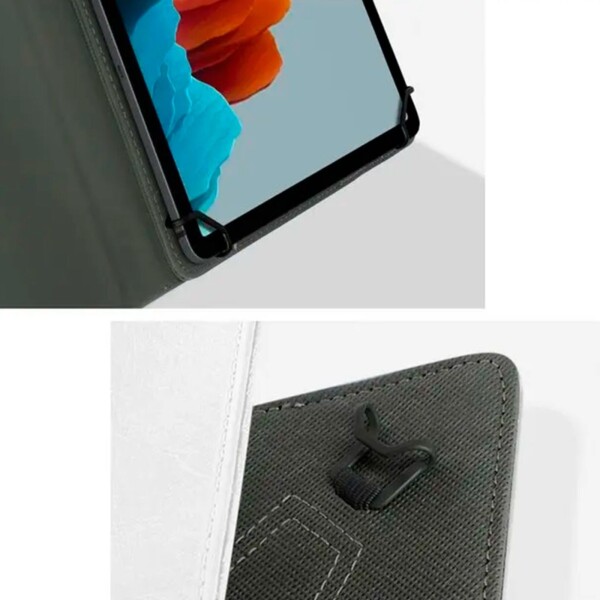 Estuche Funda Protector Soporte Tablet 10.1 10 9 Simil Cuer Color Variante Blanco